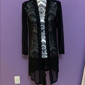 Black sheer lace cardigan